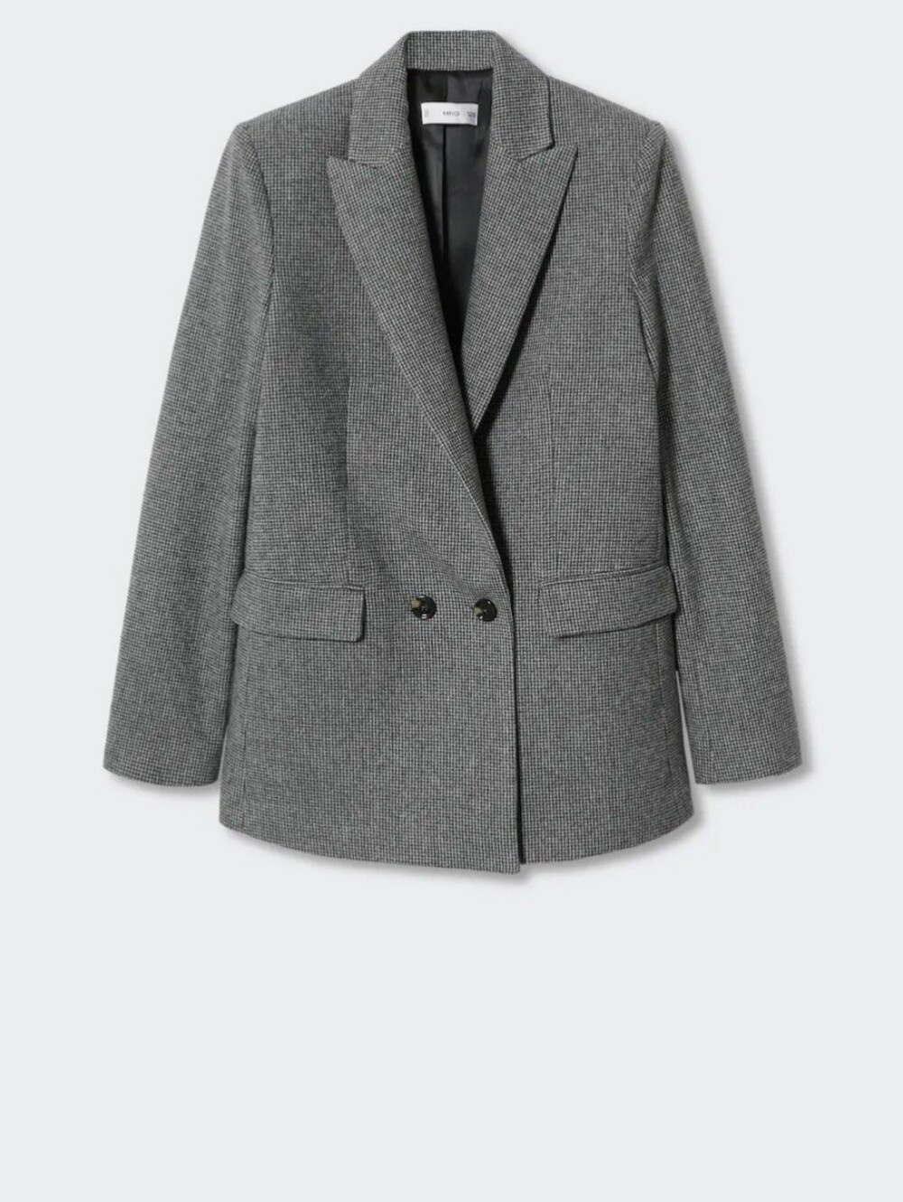 MANGO Grey Houndstooth Double-Breasted Blazer. Small. NWOT.